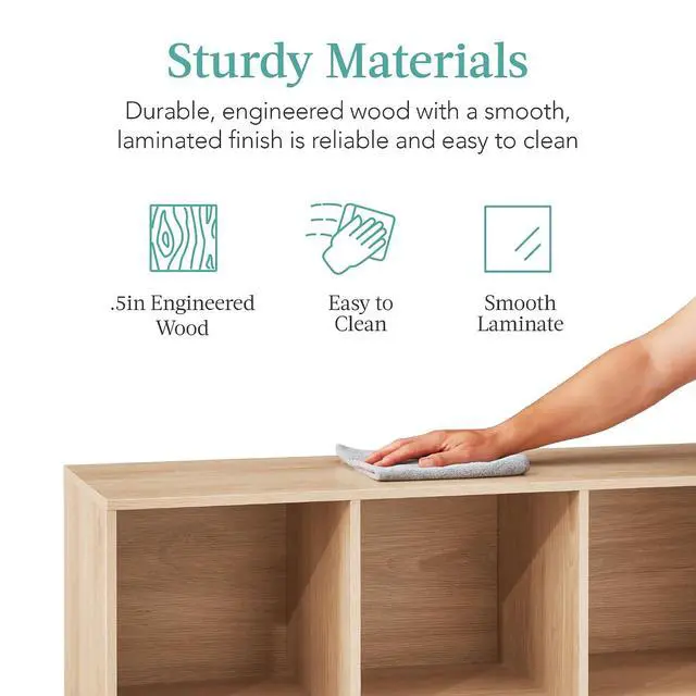 Alt view image 6 of 7 - Best Choice Products 6-Cube Storage Organizer, 11in Shelf Opening, Bookcase, Display Shelf, Customizable w/ 3 Removable Back Panels Light Oak