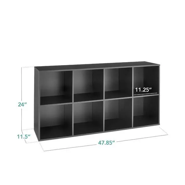 Alt view image 2 of 7 - Best Choice Products 8-Cube Storage Organizer, 11in Shelf Opening, Bookcase, Display Shelf, Customizable w/ 3 Removable Back Panels Black