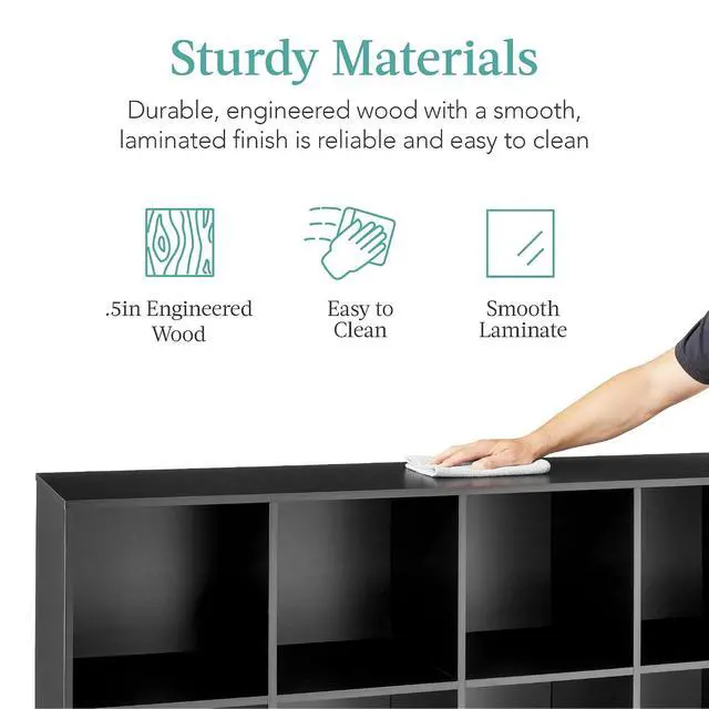 Alt view image 6 of 7 - Best Choice Products 8-Cube Storage Organizer, 11in Shelf Opening, Bookcase, Display Shelf, Customizable w/ 3 Removable Back Panels Black