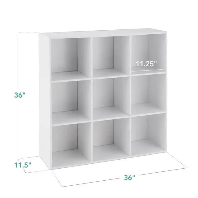 Alt view image 3 of 7 - Best Choice Products 9-Cube Storage Organizer, 11in Shelf Opening, Bookcase, Display Shelf, Customizable w/ 3 Removable Back Panels - White