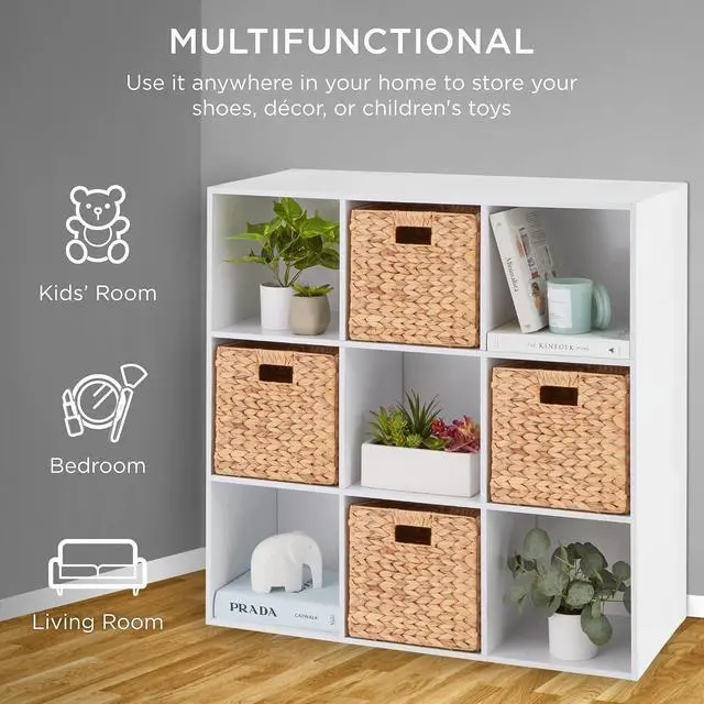 Alt view image 5 of 7 - Best Choice Products 9-Cube Storage Organizer, 11in Shelf Opening, Bookcase, Display Shelf, Customizable w/ 3 Removable Back Panels - White