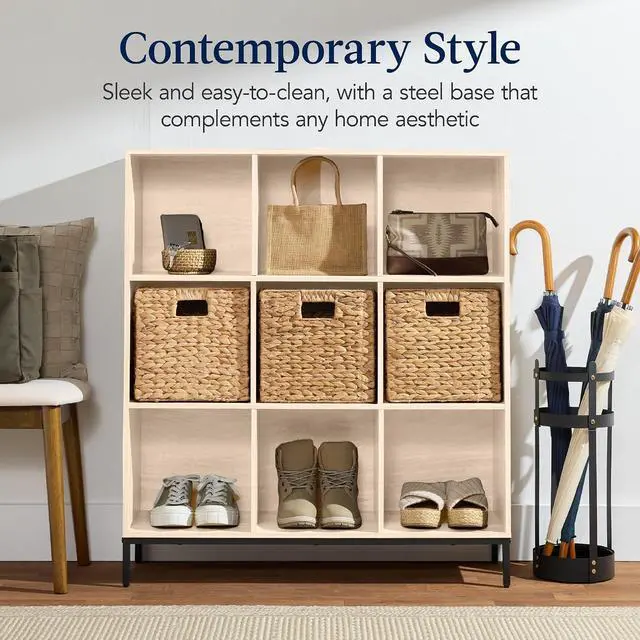 Alt view image 3 of 7 - Best Choice Products 9-Cube Bookshelf, 3-Tier Wood Storage Bookcase W/Legs, 11in Shelf Opening, Cube Organizer, Living Room, Office, Nursery - Light Oak