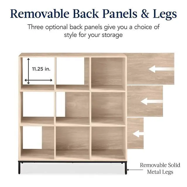 Alt view image 7 of 7 - Best Choice Products 9-Cube Bookshelf, 3-Tier Wood Storage Bookcase W/Legs, 11in Shelf Opening, Cube Organizer, Living Room, Office, Nursery - Light Oak