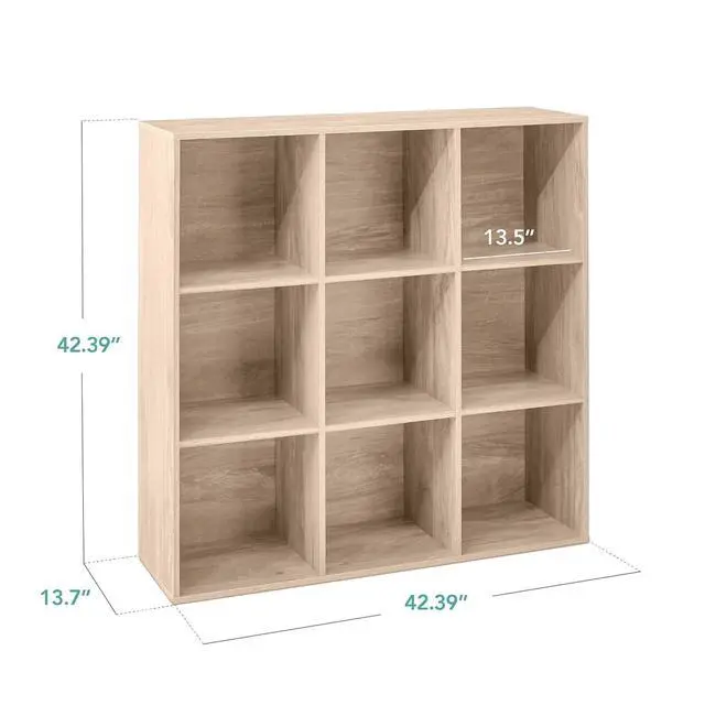 Alt view image 2 of 7 - Best Choice Products 9-Cube Storage Organizer, 13.5in Shelf Opening, Bookcase, Display Shelf, Customizable w/ 3 Removable Back Panels Light Oak