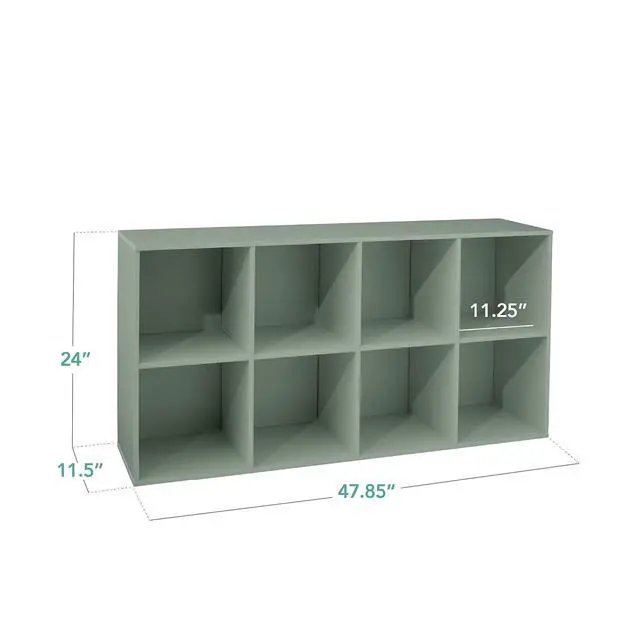 Alt view image 2 of 7 - Best Choice Products Kids Bookcase 8-Cube Storage Organizer, 11in Shelf Opening, Bookshelf, Toy Storage, Customizable w/ 3 Removable Back Panels Sage