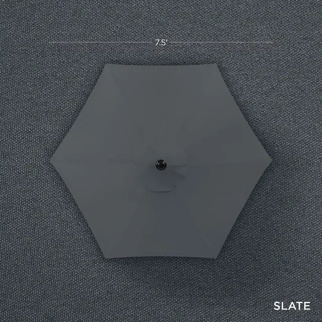 Alt view image 4 of 7 - 7.5ft Heavy-Duty Round Outdoor Market Table Patio Umbrella w/Steel Pole, Push Button Tilt, Easy Crank Lift - Slate