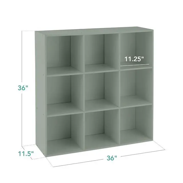 Alt view image 2 of 7 - Best Choice Products Kids Bookcase 9-Cube Storage Organizer, 11in Shelf Opening, Bookshelf, Toy Storage, Customizable w/ 3 Removable Back Panels Sage