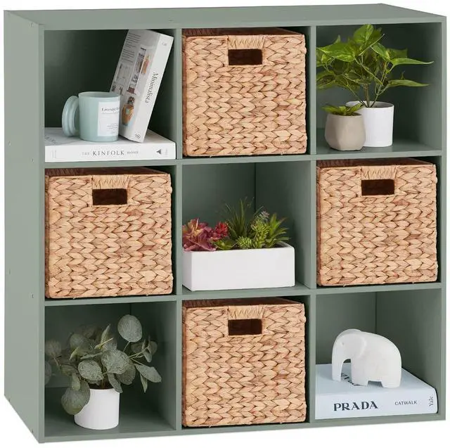 Main image of Best Choice Products Kids Bookcase 9-Cube Storage Organizer, 11in Shelf Opening, Bookshelf, Toy Storage, Customizable w/ 3 Removable Back Panels Sage