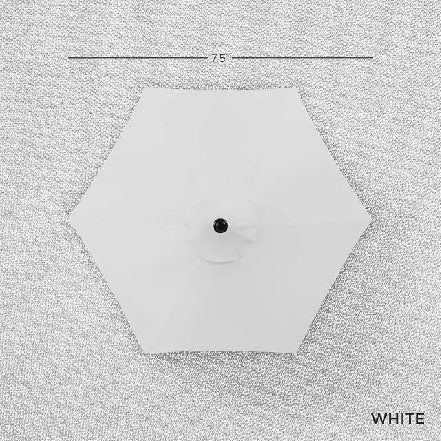 Alt view image 4 of 7 - 7.5ft Heavy-Duty Round Outdoor Market Table Patio Umbrella w/Steel Pole, Push Button Tilt, Easy Crank Lift - White