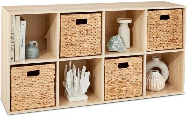 Main image of Best Choice Products 8-Cube Storage Organizer, 13.5in Shelf Opening, Bookcase, Display Shelf, Customizable w/ 2 Removable Back Panels Light Oak