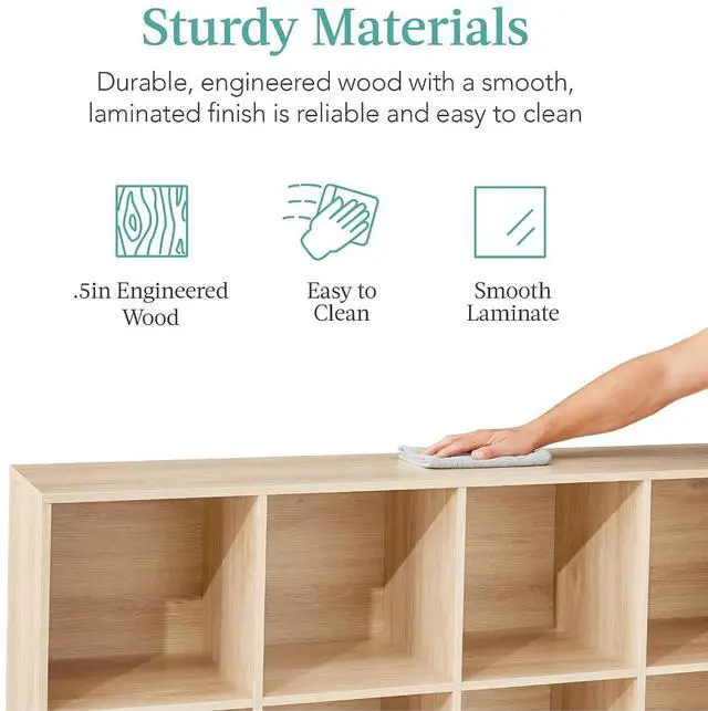 Alt view image 6 of 7 - Best Choice Products 8-Cube Storage Organizer, 13.5in Shelf Opening, Bookcase, Display Shelf, Customizable w/ 2 Removable Back Panels Light Oak