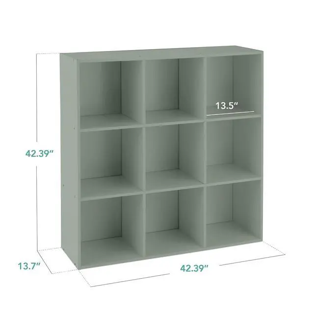 Alt view image 2 of 7 - Best Choice Products Kids Bookcase 9-Cube Storage Organizer, 13.5in Shelf Opening, Bookshelf, Toy Storage, Customizable w/ 3 Removable Back Panels Sage