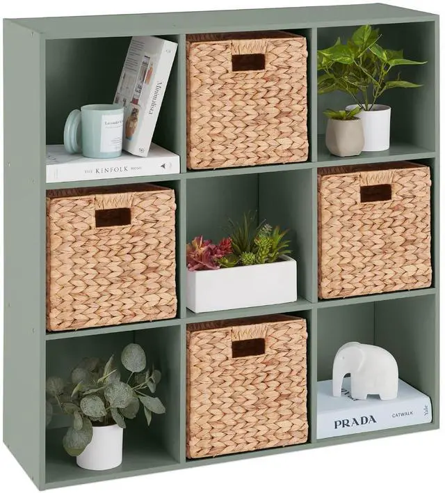 Main image of Best Choice Products Kids Bookcase 9-Cube Storage Organizer, 13.5in Shelf Opening, Bookshelf, Toy Storage, Customizable w/ 3 Removable Back Panels Sage