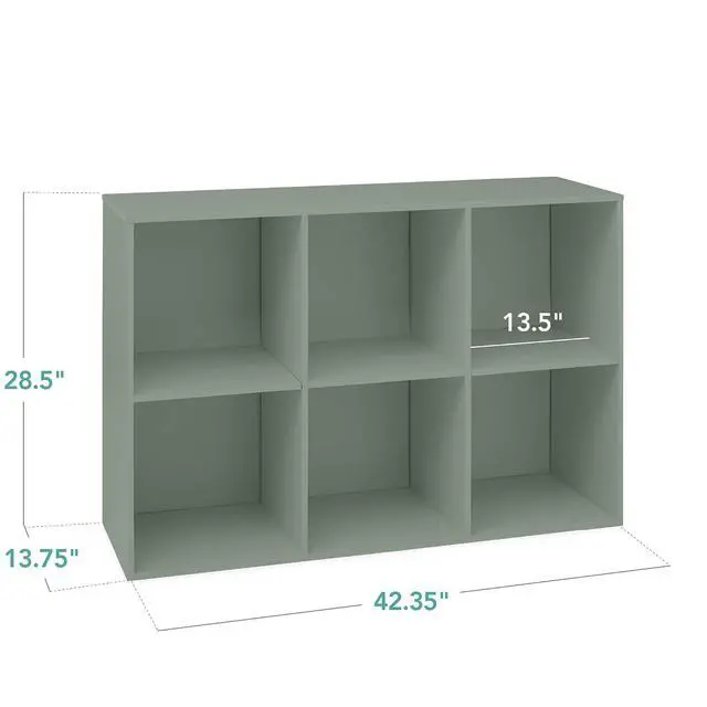 Alt view image 2 of 7 - Best Choice Products Kids Bookcase 6-Cube Storage Organizer, 13.5in Shelf Opening, Bookshelf, Toy Storage, Customizable w/ 3 Removable Back Panels Sage