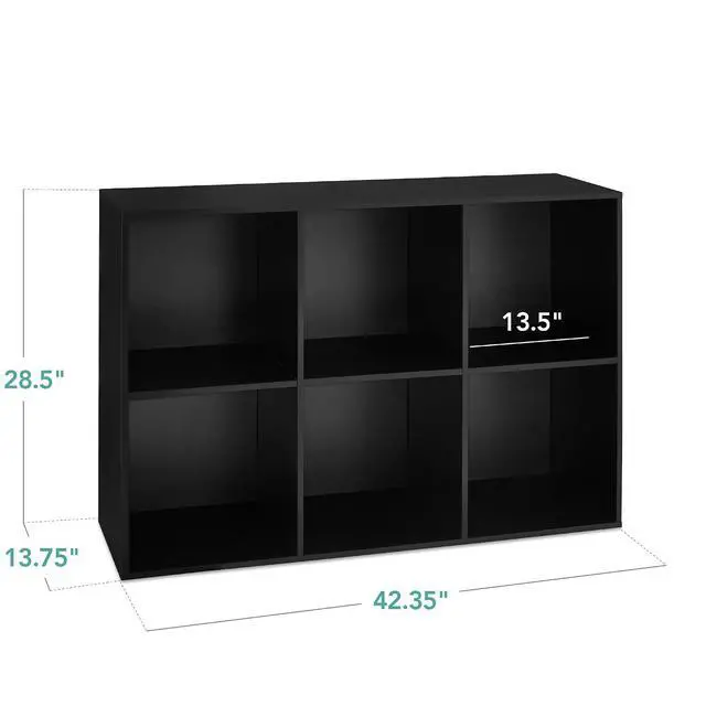 Alt view image 2 of 7 - Best Choice Products 6-Cube Storage Organizer, 13.5in Shelf Opening, Bookcase, Display Shelf, Customizable w/ 3 Removable Back Panels Black