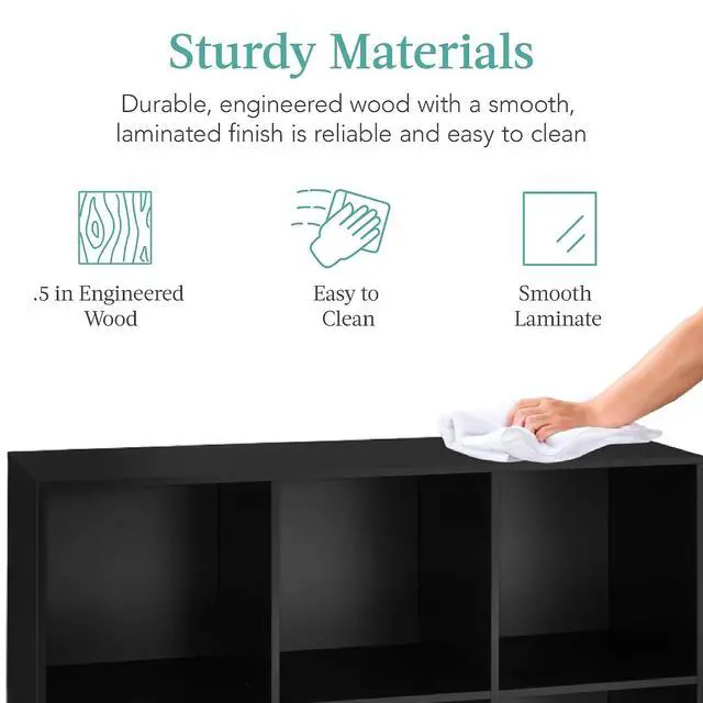Alt view image 6 of 7 - Best Choice Products 6-Cube Storage Organizer, 13.5in Shelf Opening, Bookcase, Display Shelf, Customizable w/ 3 Removable Back Panels Black