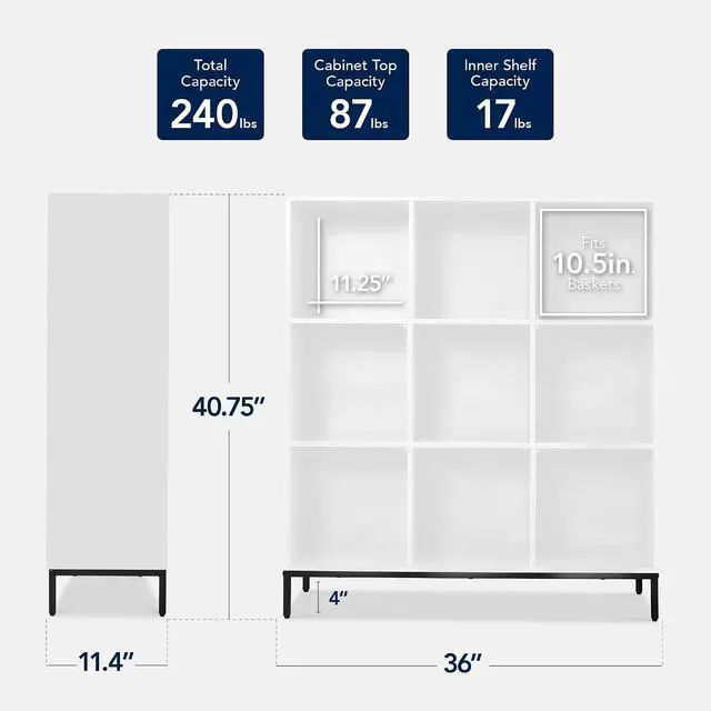 Alt view image 2 of 7 - Best Choice Products 9-Cube Bookshelf, 3-Tier Wood Storage Bookcase W/Legs, 11in Shelf Opening, Cube Organizer, Living Room, Office, Nursery - White