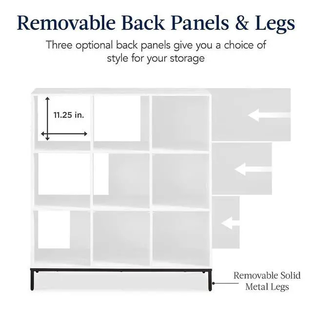 Alt view image 7 of 7 - Best Choice Products 9-Cube Bookshelf, 3-Tier Wood Storage Bookcase W/Legs, 11in Shelf Opening, Cube Organizer, Living Room, Office, Nursery - White