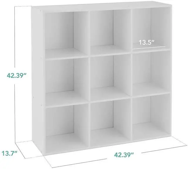 Alt view image 2 of 7 - Best Choice Products 9-Cube Storage Organizer, 13.5in Shelf Opening, Bookcase, Display Shelf, Customizable w/ 3 Removable Back Panels White