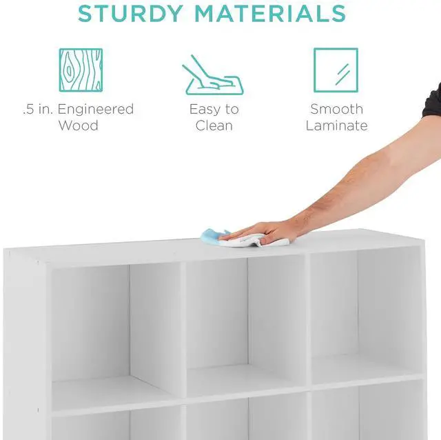 Alt view image 6 of 7 - Best Choice Products 9-Cube Storage Organizer, 13.5in Shelf Opening, Bookcase, Display Shelf, Customizable w/ 3 Removable Back Panels White