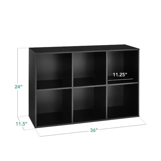 Alt view image 2 of 7 - Best Choice Products 6-Cube Storage Organizer, 11in Shelf Opening, Bookcase, Display Shelf, Customizable w/ 3 Removable Back Panels Black
