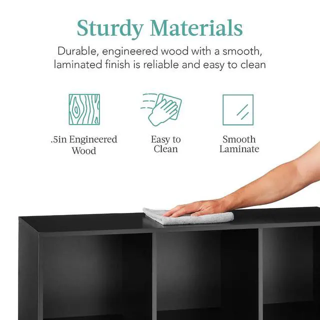 Alt view image 6 of 7 - Best Choice Products 6-Cube Storage Organizer, 11in Shelf Opening, Bookcase, Display Shelf, Customizable w/ 3 Removable Back Panels Black