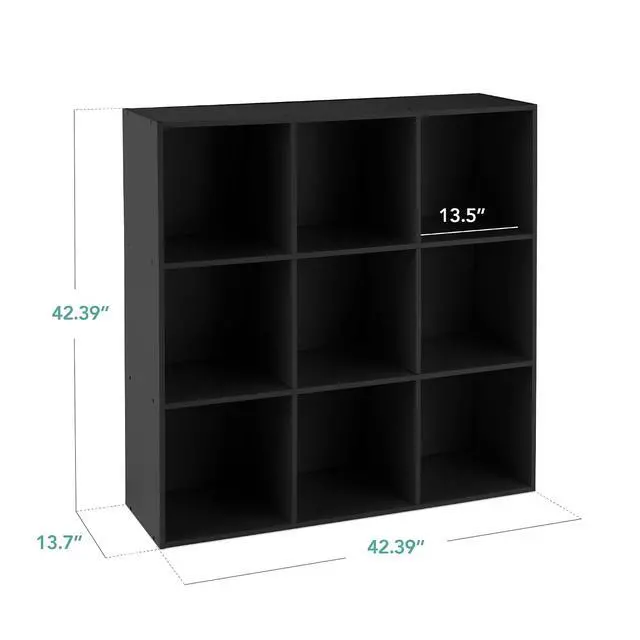 Alt view image 2 of 7 - Best Choice Products 9-Cube Storage Organizer, 13.5in Shelf Opening, Bookcase, Display Shelf, Customizable w/ 3 Removable Back Panels Black