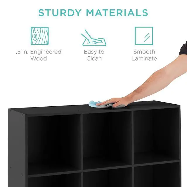 Alt view image 6 of 7 - Best Choice Products 9-Cube Storage Organizer, 13.5in Shelf Opening, Bookcase, Display Shelf, Customizable w/ 3 Removable Back Panels Black