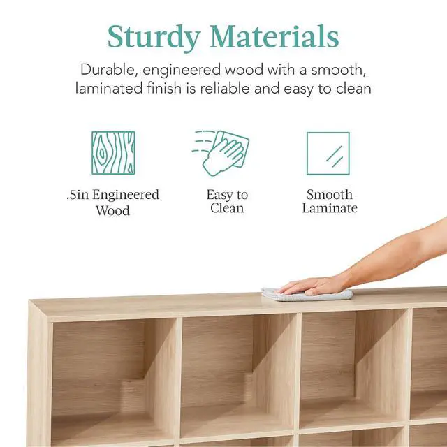 Alt view image 7 of 7 - Best Choice Products 8-Cube Storage Organizer, 11in Shelf Opening, Bookcase, Display Shelf, Customizable w/ 3 Removable Back Panels Light Oak