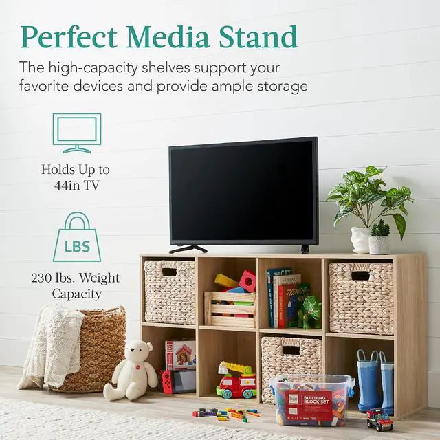 Alt view image 6 of 7 - Best Choice Products 8-Cube Storage Organizer, 11in Shelf Opening, Bookcase, Display Shelf, Customizable w/ 3 Removable Back Panels Light Oak