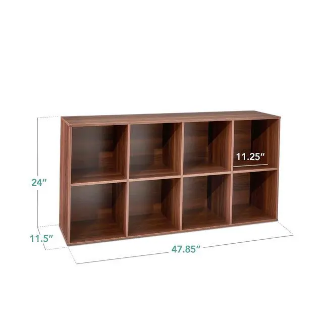 Alt view image 2 of 7 - Best Choice Products 8-Cube Storage Organizer, 11in Shelf Opening, Bookcase, Display Shelf, Customizable w/ 3 Removable Back Panels Walnut