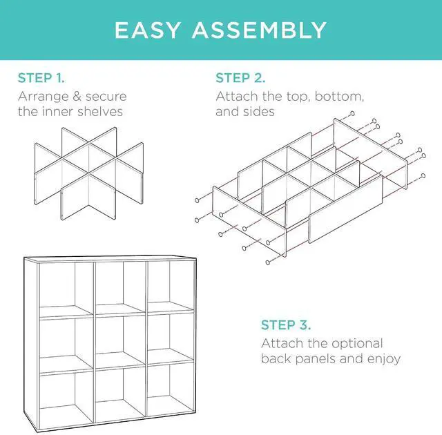 Alt view image 7 of 7 - Best Choice Products 9-Cube Storage Organizer, 11in Shelf Opening, Bookcase, Display Shelf, Customizable w/ 3 Removable Back Panels - Light Oak