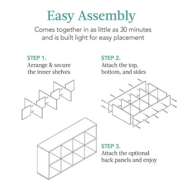 Alt view image 7 of 7 - Best Choice Products 8-Cube Storage Organizer, 11in Shelf Opening, Bookcase, Display Shelf, Customizable w/ 3 Removable Back Panels Walnut