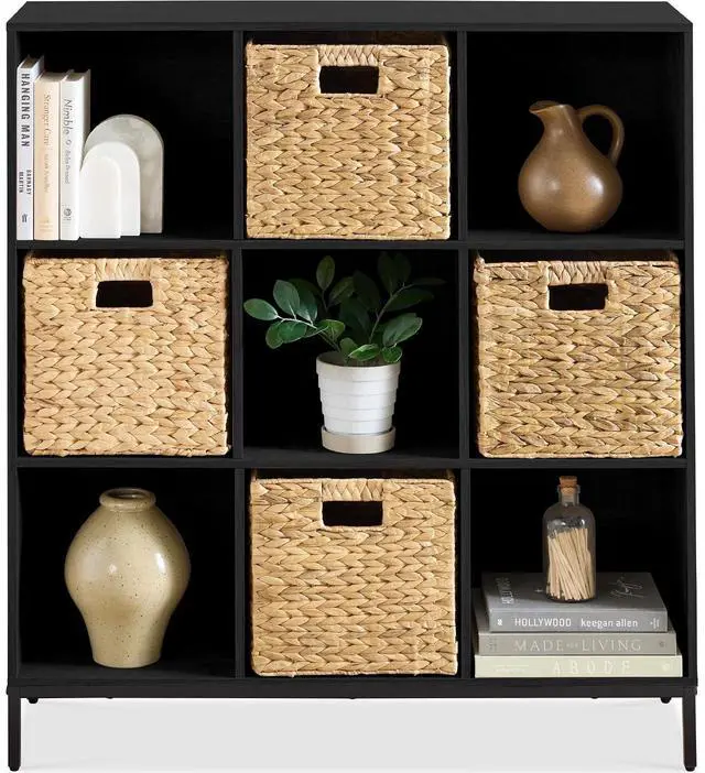Main image of Best Choice Products 9-Cube Bookshelf, 3-Tier Wood Storage Bookcase W/Legs, 11in Shelf Opening, Cube Organizer, Living Room, Office, Nursery Black