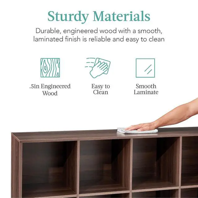 Alt view image 6 of 7 - Best Choice Products 8-Cube Storage Organizer, 11in Shelf Opening, Bookcase, Display Shelf, Customizable w/ 3 Removable Back Panels Walnut