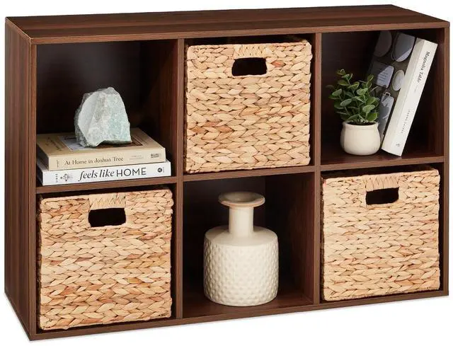 Main image of Best Choice Products 6-Cube Storage Organizer, 11in Shelf Opening, Bookcase, Display Shelf, Customizable w/ 3 Removable Back Panels Walnut