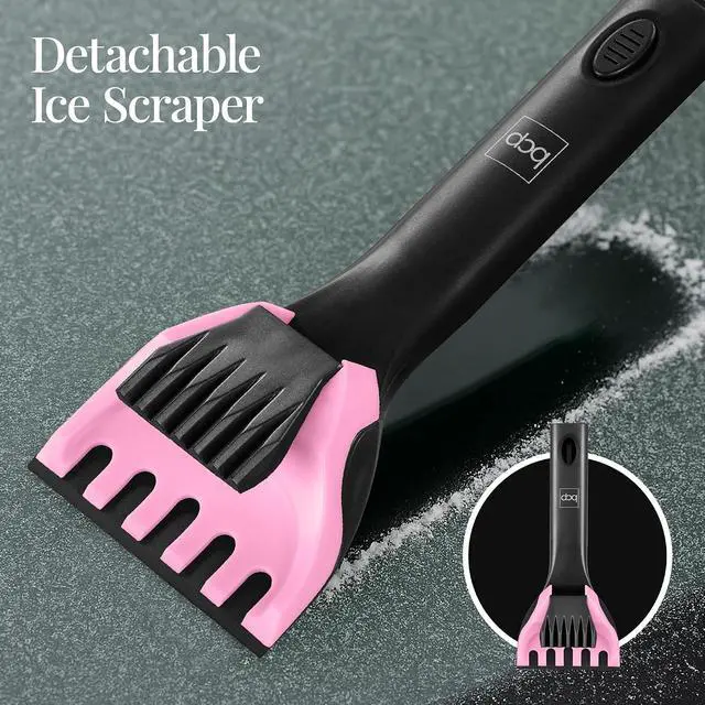 Alt view image 5 of 7 - 4 in 1 Snow Brush with Shovel, Squeegee & Ice Scraper, Up to 39" Extendable Foam Grip, 270° Pivoting Snow Brush for Car Truck SUV, Storage Bag Included - Pink