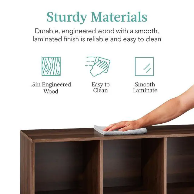 Alt view image 6 of 7 - Best Choice Products 6-Cube Storage Organizer, 11in Shelf Opening, Bookcase, Display Shelf, Customizable w/ 3 Removable Back Panels Walnut