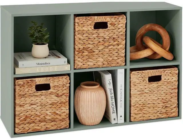 Main image of Best Choice Products Kids Bookcase 6-Cube Storage Organizer, 11in Shelf Opening, Bookshelf, Toy Storage, Customizable w/ 3 Removable Back Panels Sage