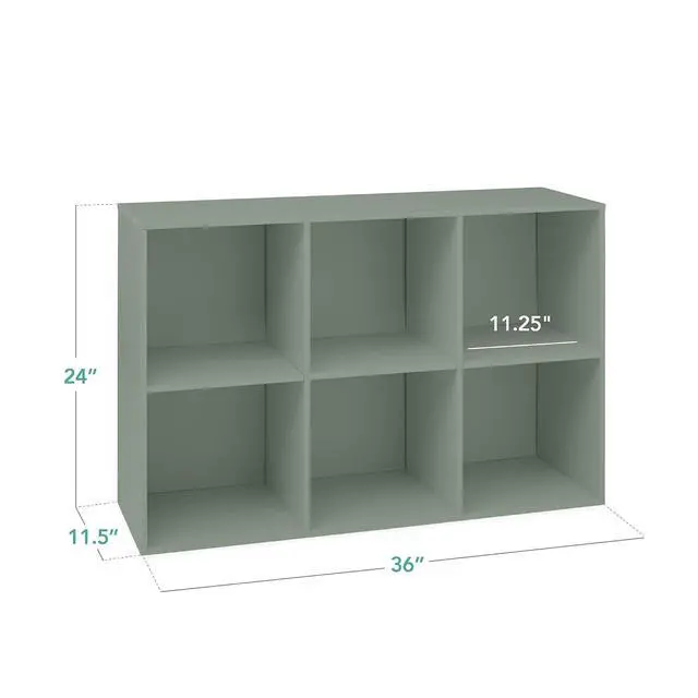 Alt view image 2 of 7 - Best Choice Products Kids Bookcase 6-Cube Storage Organizer, 11in Shelf Opening, Bookshelf, Toy Storage, Customizable w/ 3 Removable Back Panels Sage