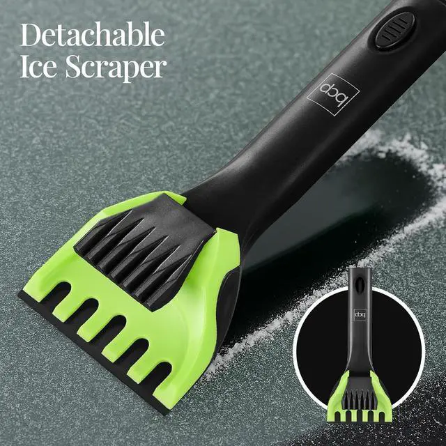 Alt view image 5 of 7 - 4 in 1 Snow Brush with Shovel, Squeegee & Ice Scraper, Up to 39" Extendable Foam Grip, 270° Pivoting Snow Brush for Car Truck SUV, Storage Bag Included - Lime