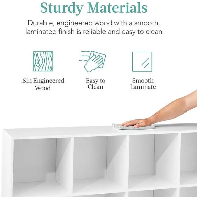 Alt view image 7 of 7 - Best Choice Products 8-Cube Storage Organizer, 11in Shelf Opening, Bookcase, Display Shelf, Customizable w/ 3 Removable Back Panels White