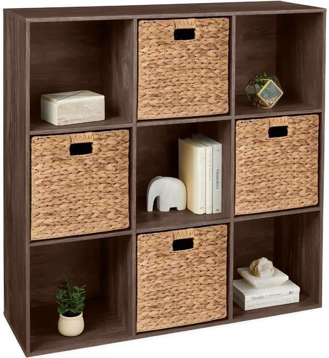 Main image of Best Choice Products 9-Cube Storage Organizer, 13.5in Shelf Opening, Bookcase, Display Shelf, Customizable w/ 3 Removable Back Panels Walnut