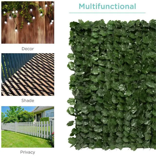 Alt view image 3 of 7 - Outdoor Garden 94x39-inch Artificial Faux Ivy Hedge Leaf and Vine Privacy Fence Wall Screen - Green