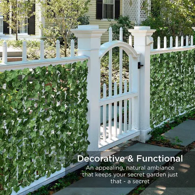 Alt view image 2 of 7 - Outdoor Garden 94x39-inch Artificial Faux Ivy Hedge Leaf and Vine Privacy Fence Wall Screen - Green