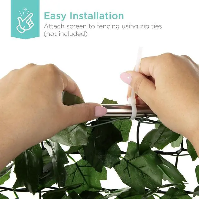 Alt view image 5 of 7 - Outdoor Garden 94x39-inch Artificial Faux Ivy Hedge Leaf and Vine Privacy Fence Wall Screen - Green