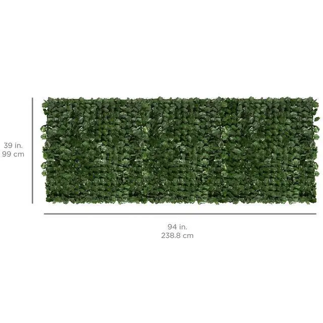 Alt view image 7 of 7 - Outdoor Garden 94x39-inch Artificial Faux Ivy Hedge Leaf and Vine Privacy Fence Wall Screen - Green