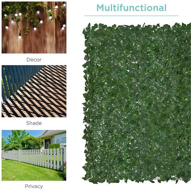 Alt view image 3 of 7 - Outdoor Garden 96x72-inch Artificial Faux Ivy Hedge Leaf and Vine Privacy Fence Wall Screen - Green