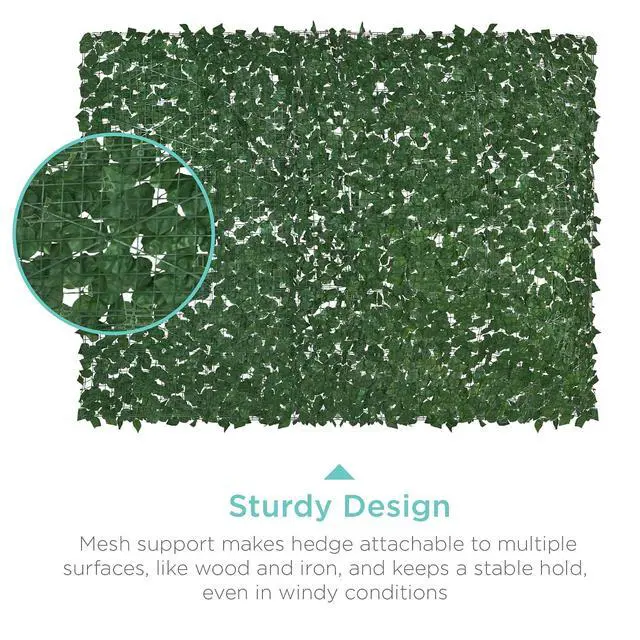 Alt view image 6 of 7 - Outdoor Garden 96x72-inch Artificial Faux Ivy Hedge Leaf and Vine Privacy Fence Wall Screen - Green