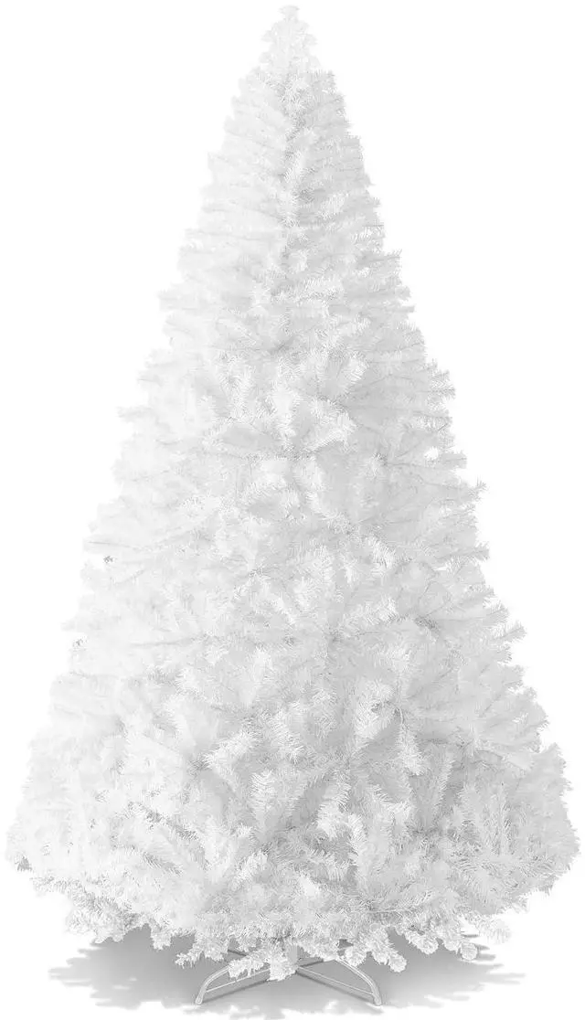 Main image of Artificial Christmas Tree, White 6ft Premium Pine Unlit Holiday Decoration, Full Size Décor Easy Assembly w/Metal Stand